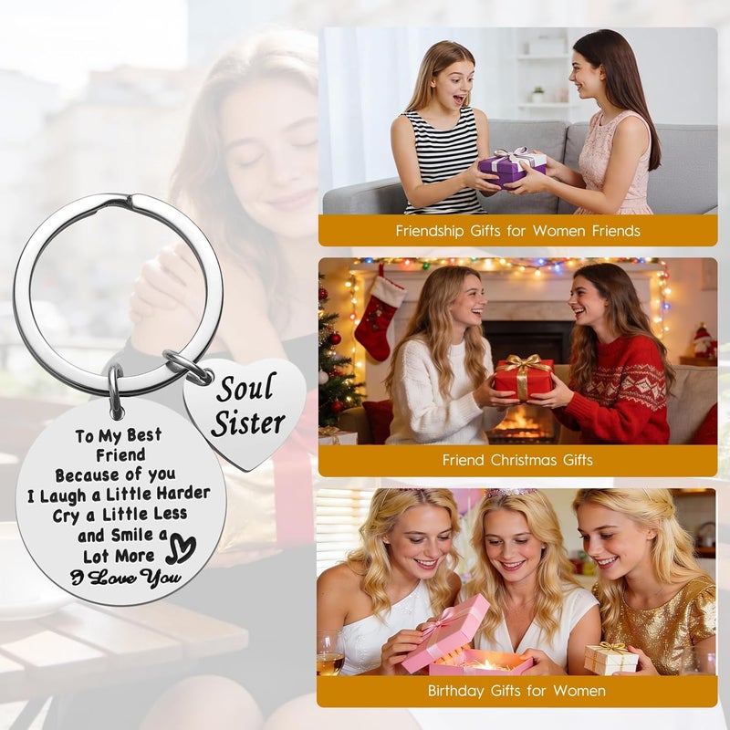 iJuqi Friend Gifts for Women - Birthday Christmas Gift for Best Friends Woman Female, To My Best Friend Bestie Soul Sister Keychain, Thanksgiving Day Long Distance Friendship Gifts - Image 5